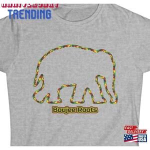 Elephant Outline Graphic With Boujee Roots Text Inspired Unisex